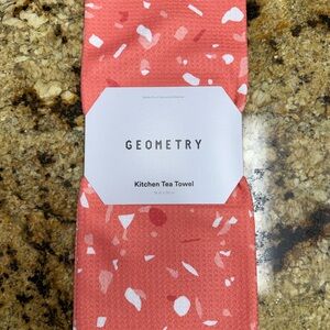 Geometry Coral Kitchen Tea Towel